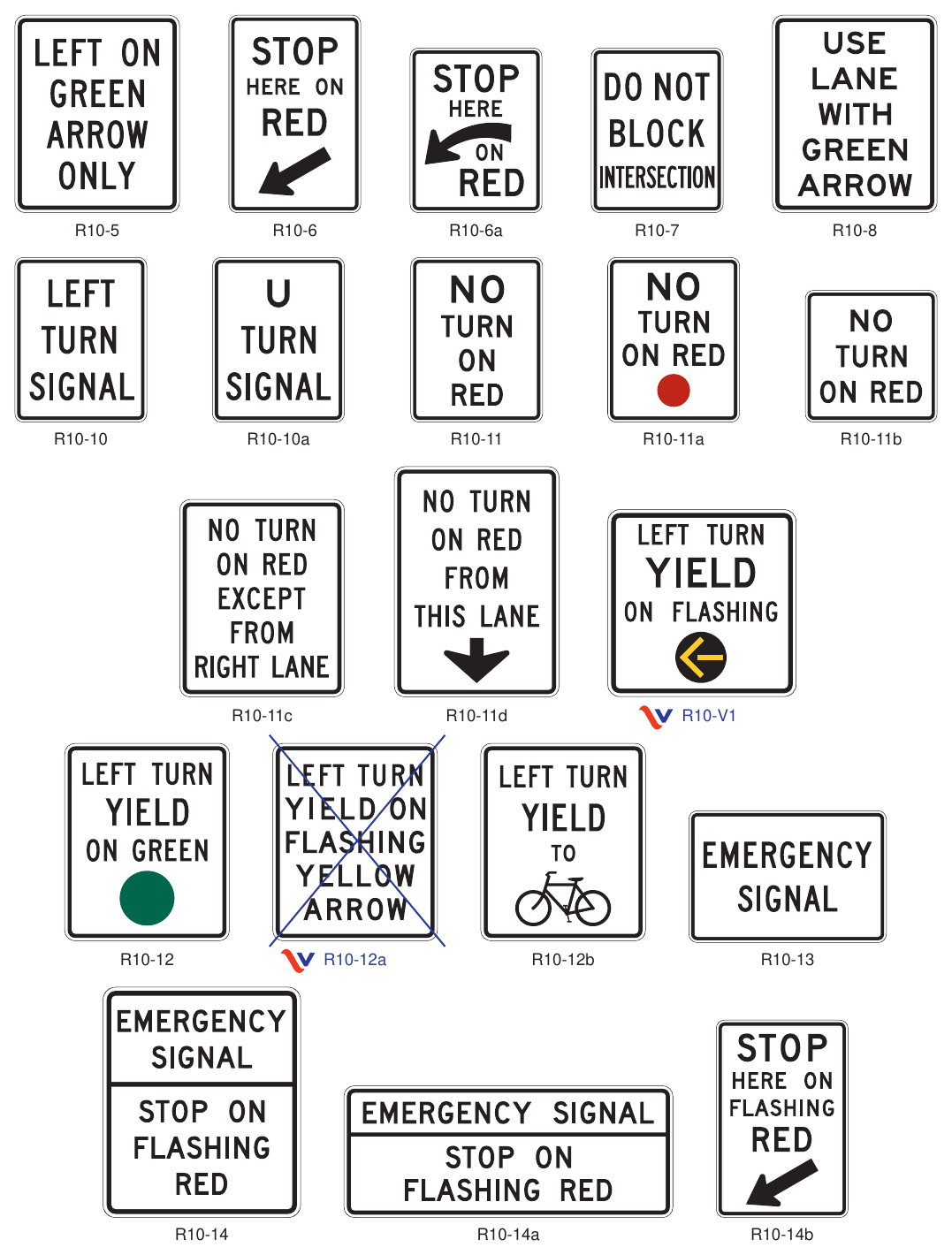 Figure 2B-28(VA). Traffic Signal Signs and Plaques (Sheet 1 of 2)