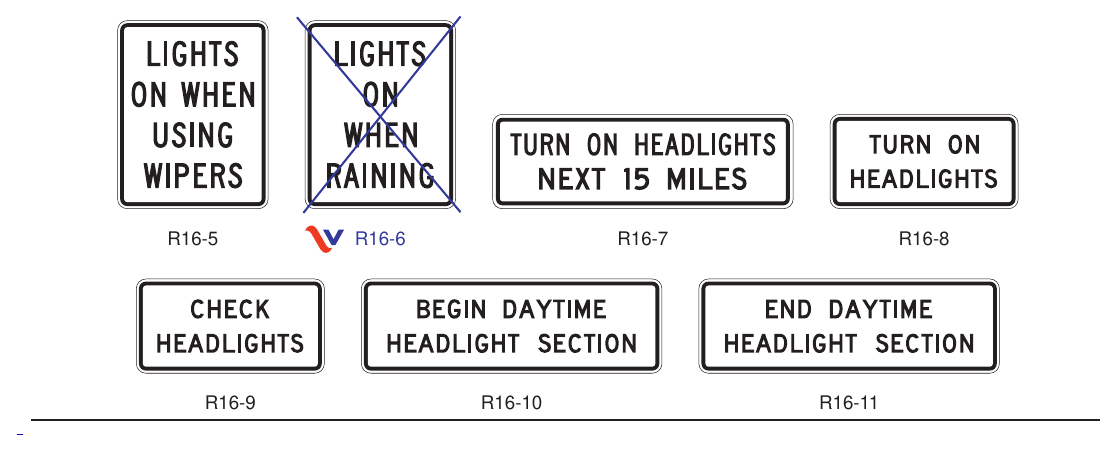 Figure 2B-34(VA). Headlight Use Signs
