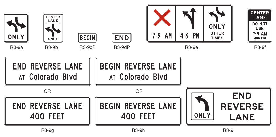 Figure 2B-6. Center and Reversible Lane Control Signs and Plaques