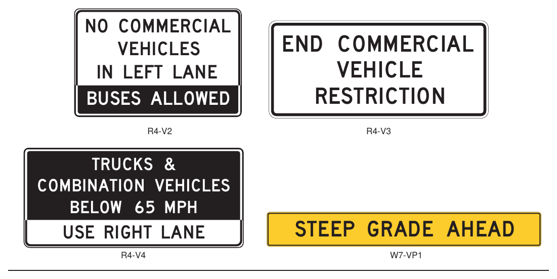 Figure 2B-V6. Commercial Vehicle Lane Restriction Signs