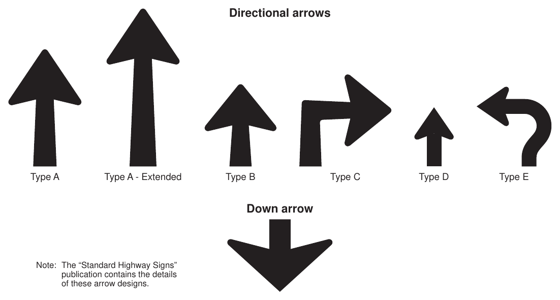 Figure 2D-3. Arrows for Use on Guide Signs