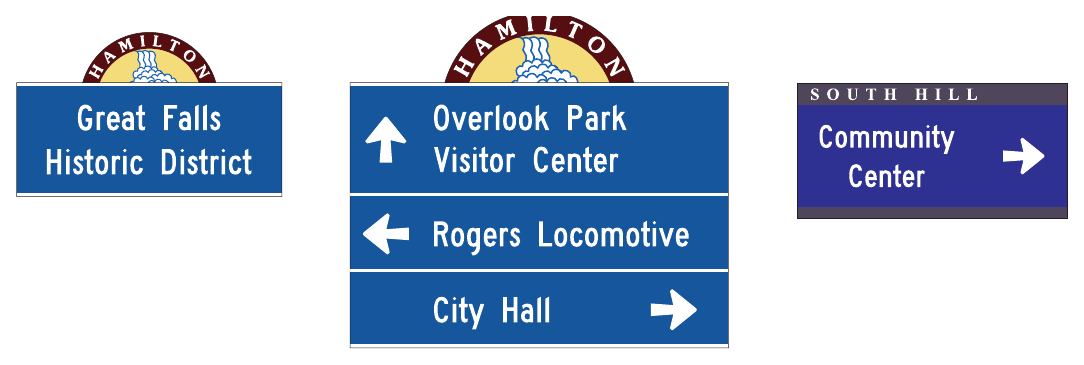 Figure 2D-30. Examples of Community Wayfinding Guide Signs