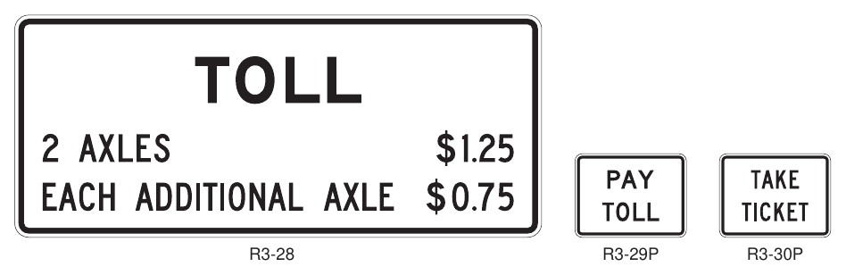 Figure 2F-2. Toll Plaza Regulatory Signs and Plaques
