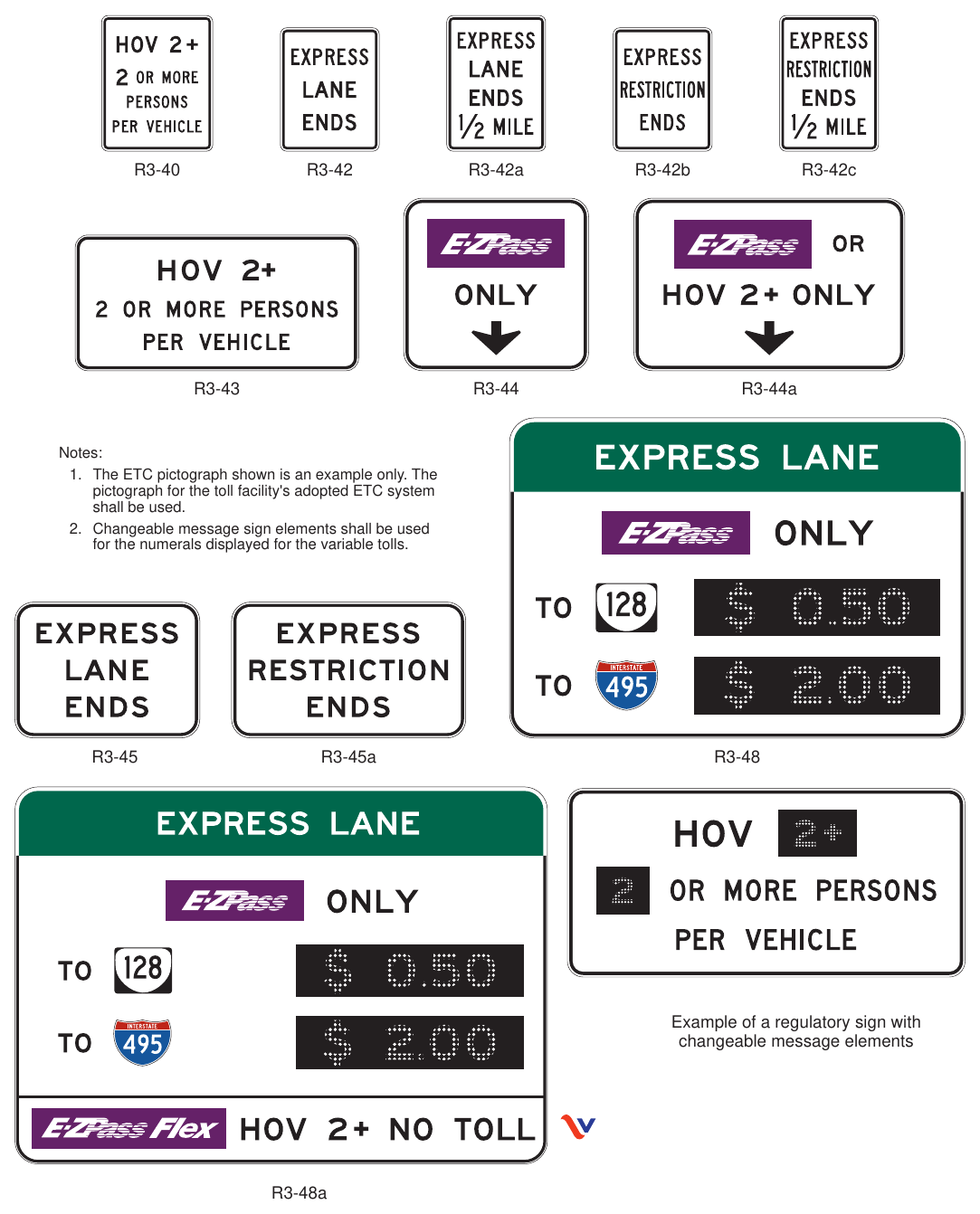 Figure 2G-18(VA). Regulatory Signs for Managed Lanes