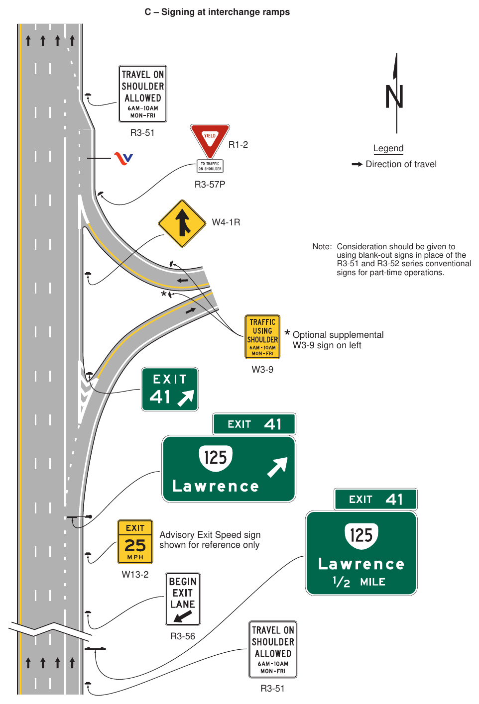 Figure 2G-32(VA). Examples of Signing for Part-Time Travel on a Shoulder (Sheet 2 of 4)