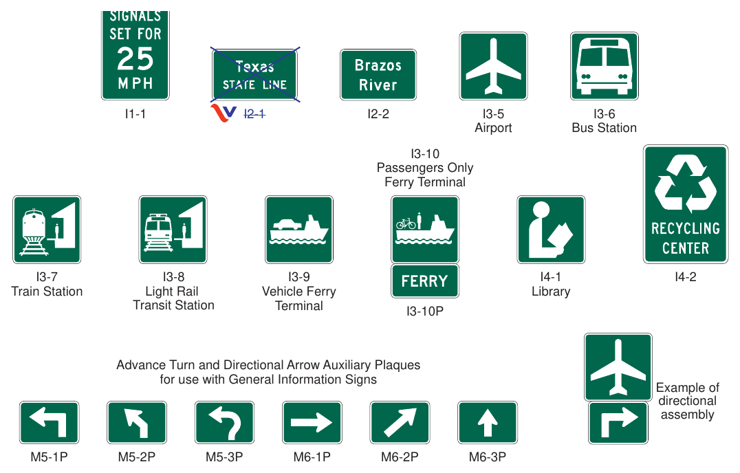 Figure 2H-1(VA). General Information and Miscellaneous Information Signs and Plaques (Sheet 1 of 2)