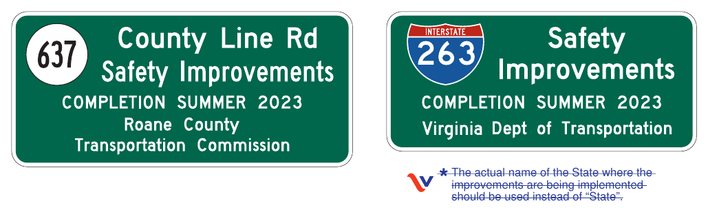 Figure 2H-3(VA). Examples of Project Information Signs