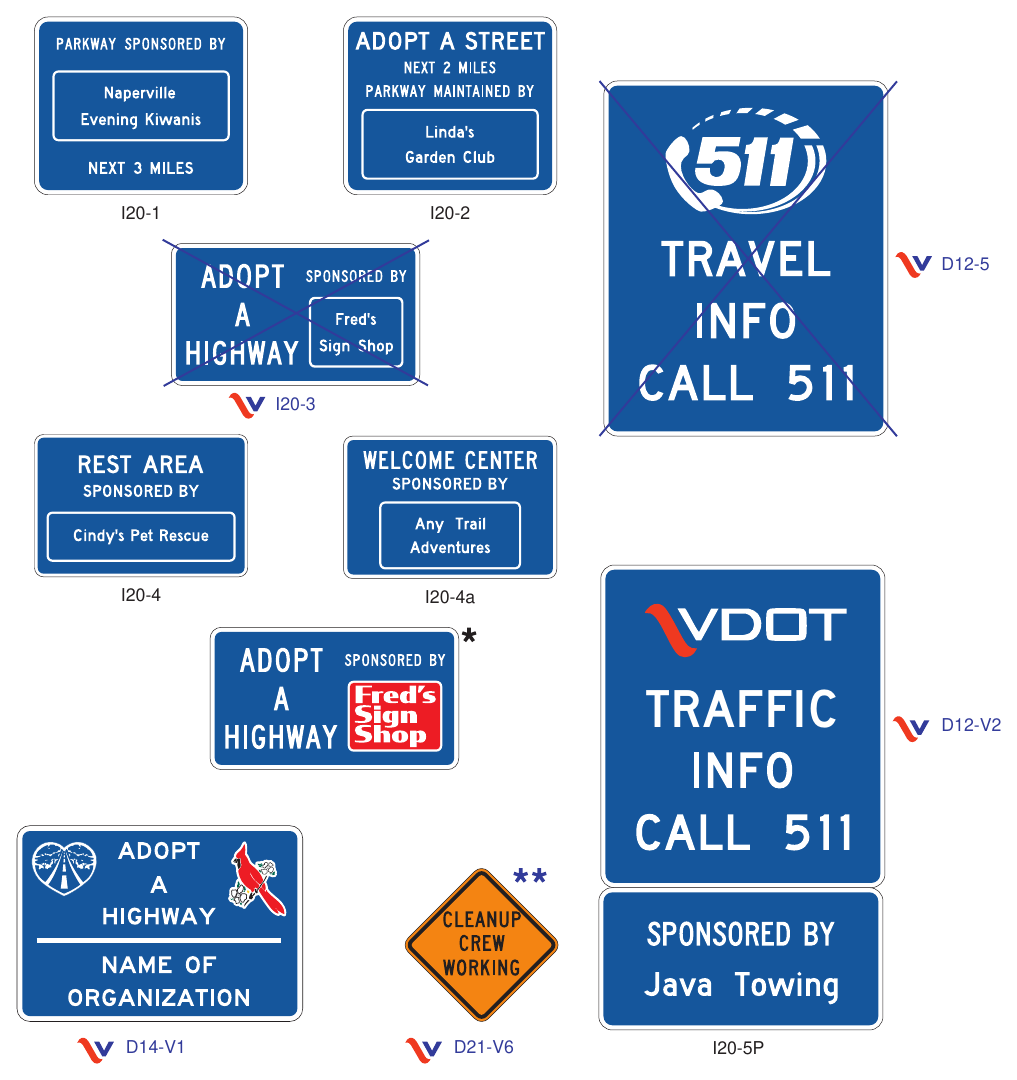 Figure 2H-8(VA). Examples of Acknowledgment Sign Designs