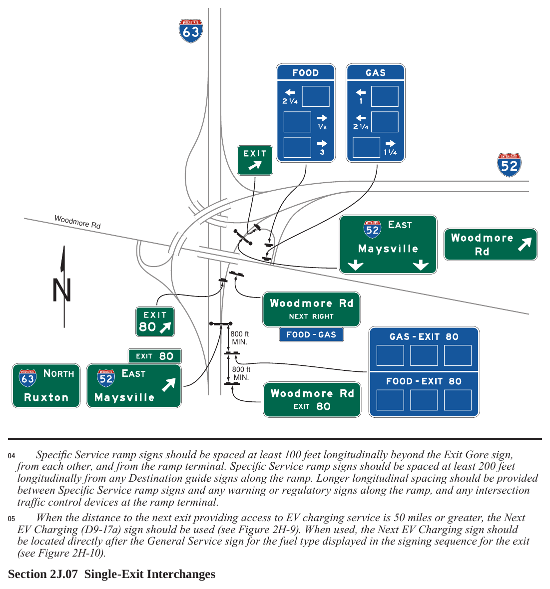 Figure 2J-5. Example of Specific Services Signing for a Conventional Road Accessed within a Freeway-to-Freeway Interchange
