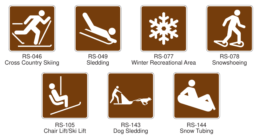 Figure 2M-10. Recreational and Cultural Interest Area Symbol Signs for Winter Recreation