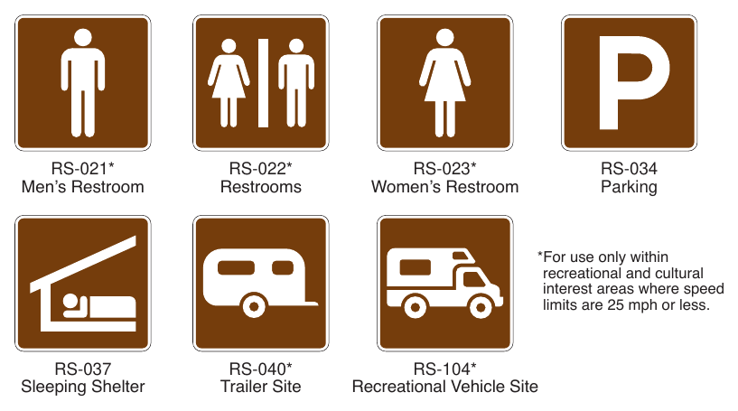 Figure 2M-6. Recreational and Cultural Interest Area Symbol Signs for Accommodations