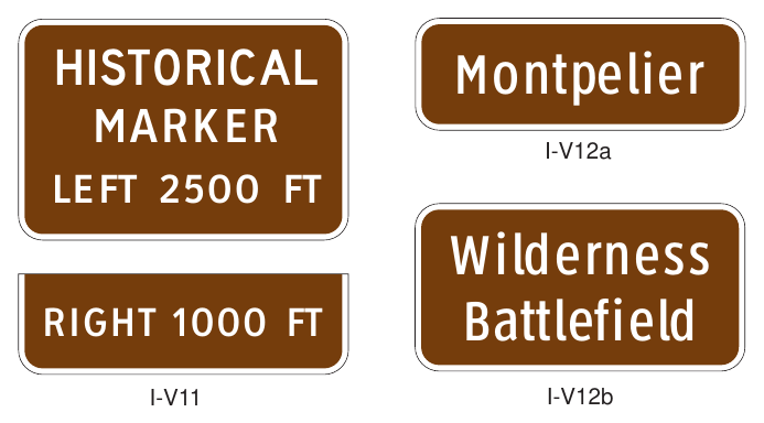 Figure 2M-V2. Historical Marker, Place of Historical Interest, and Wayside Signs