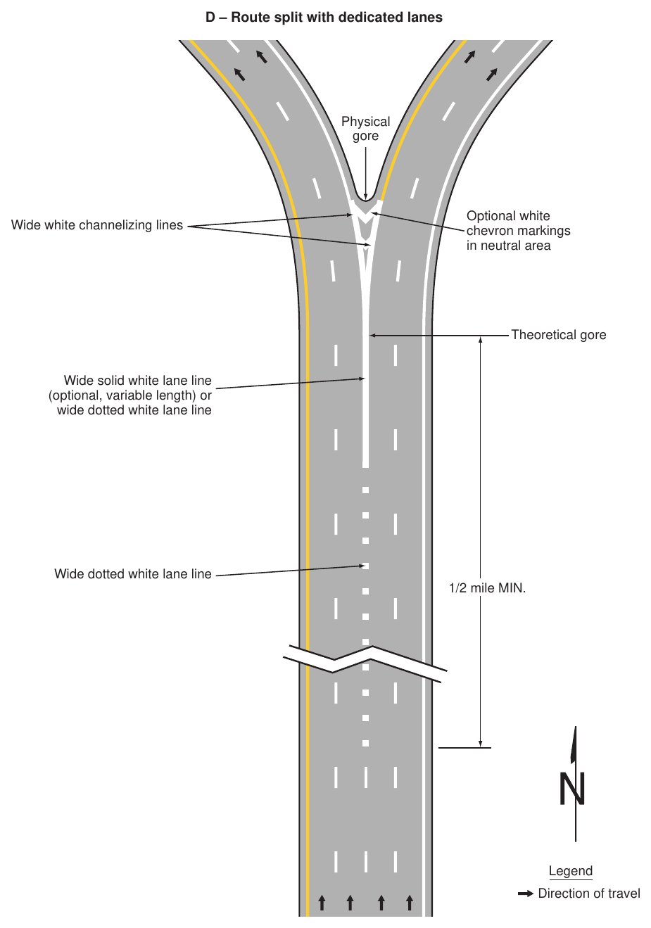Figure 3B-11. Examples of Applications of Freeway and Expressway Lane-Drop Markings (Sheet 4 of 6)