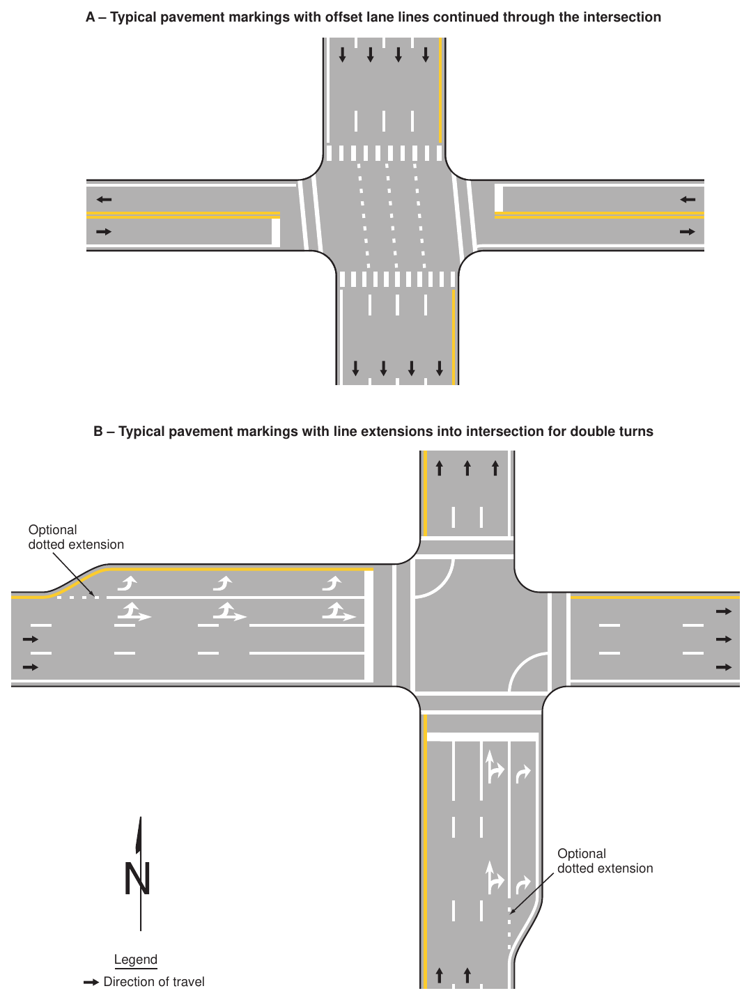 Figure 3B-13. Examples of Line Extensions through Intersections (Sheet 1 of 2)