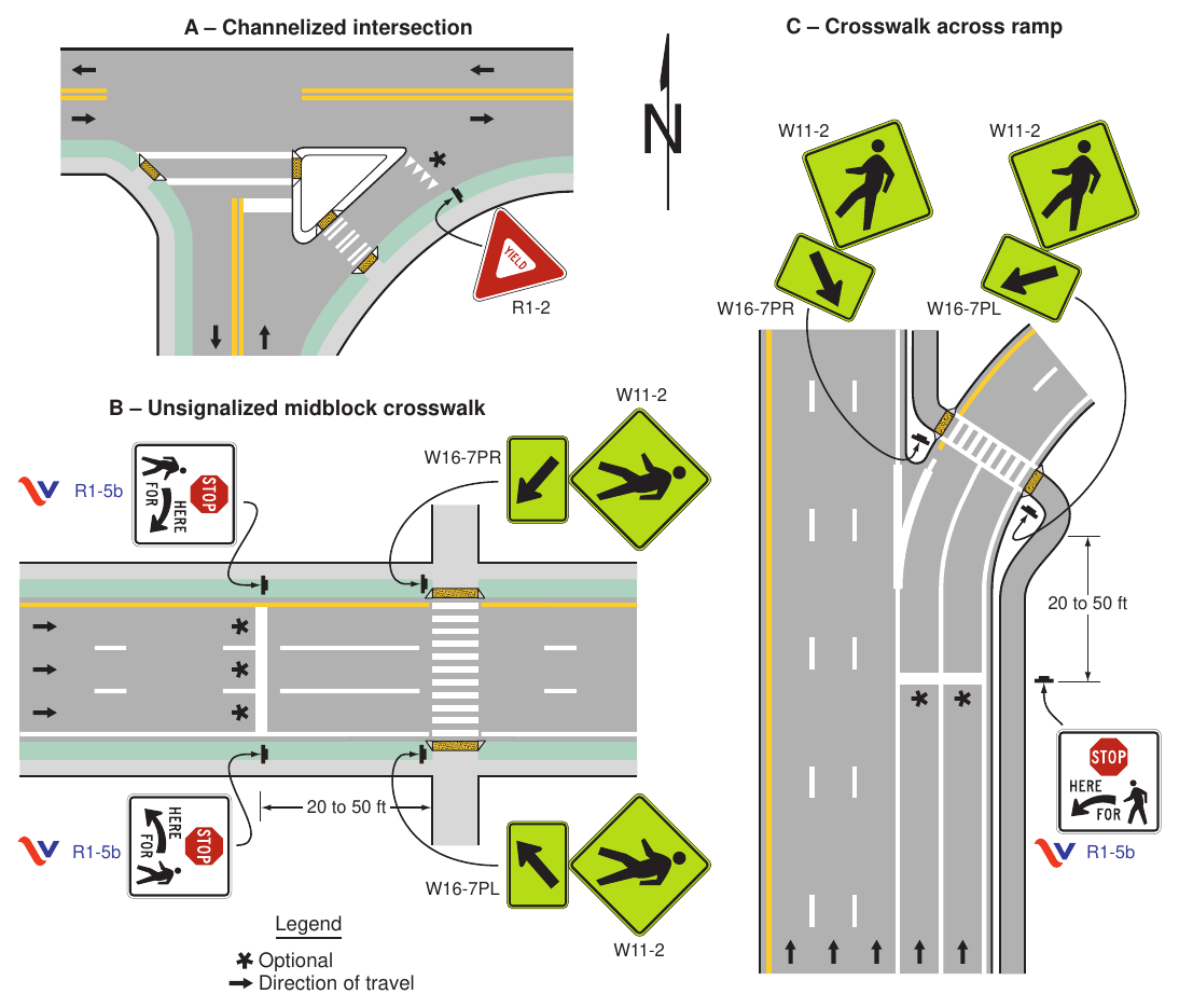 Figure 3B-16(VA). Examples of Yield and Stop Line Applications