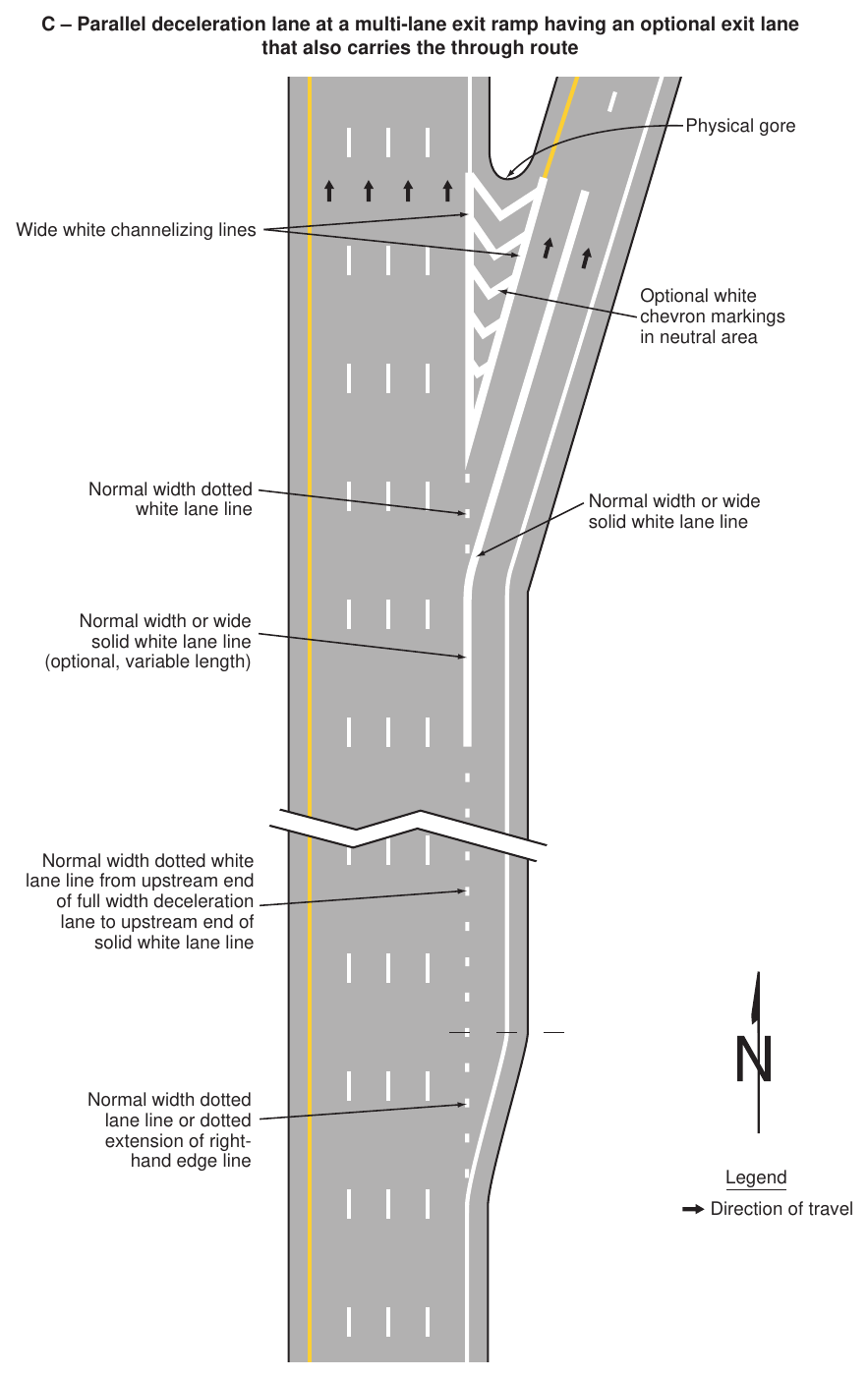Figure 3B-9. Examples of Dotted Line and Channelizing Line Applications for Exit Ramp Markings (Sheet 2 of 2)