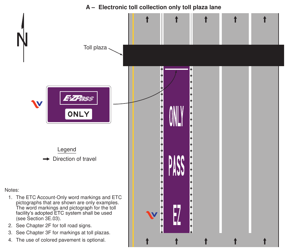 Figure 3H-6(VA). Examples of Purple-Colored Pavement Applications (Sheet 1 of 2)