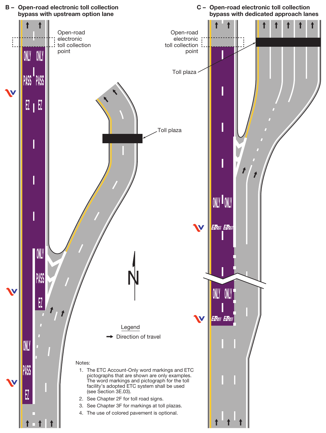 Figure 3H-6(VA). Examples of Purple-Colored Pavement Applications (Sheet 2 of 2)
