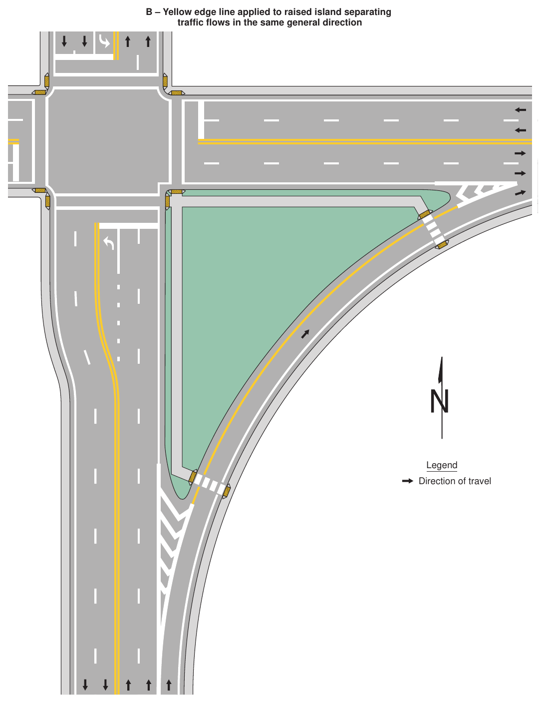 Figure 3J-4. Examples of Pavement Markings for Raised Islands (Sheet 2 of 2)