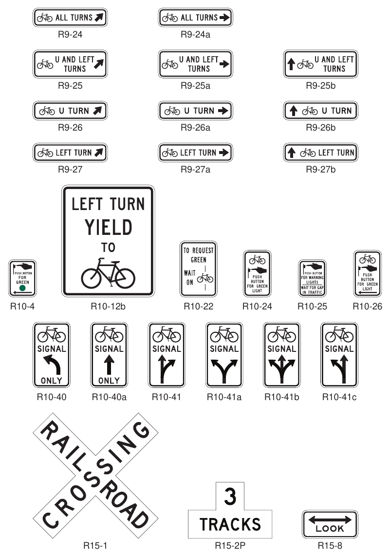 Figure 9B-1. Regulatory Signs and Plaques for Bicycle Facilities (Sheet 2 of 2)