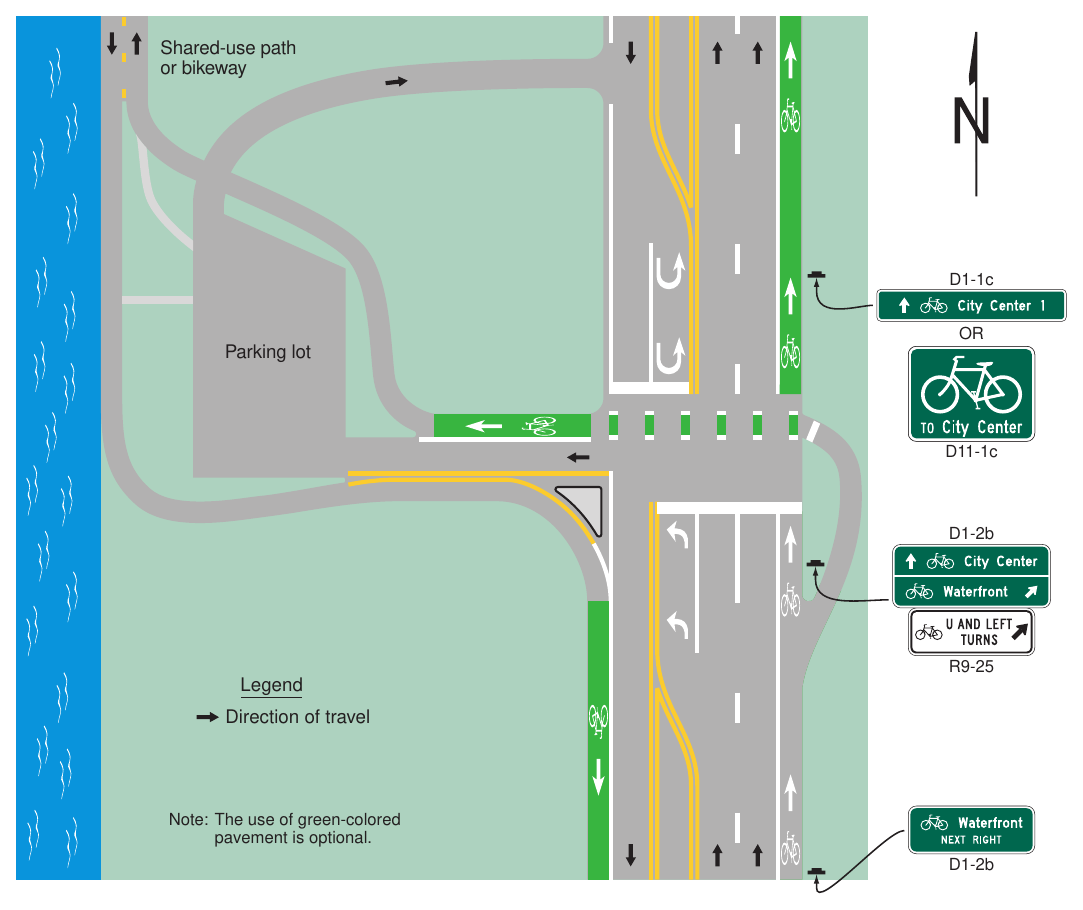 Figure 9B-6. Example of Application of Bicycle Jughandle Sign