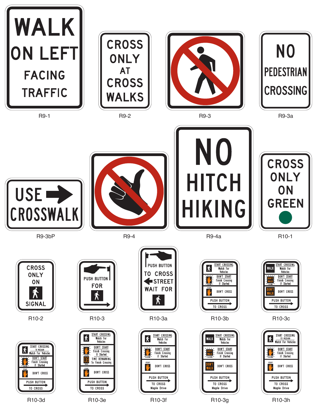 Figure 2B-27. Pedestrian Signs and Plaques (Sheet 1 of 2)