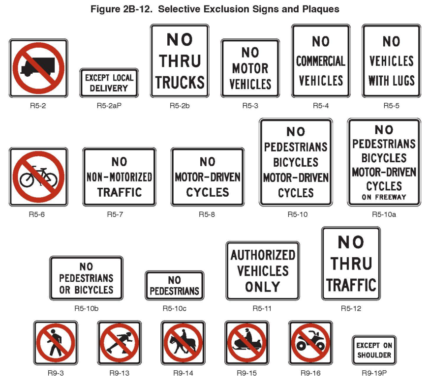 Figure 2B-12. Selective Exclusion Signs and Plaques