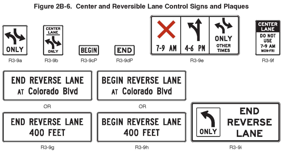 Figure 2B-6. Center and Reversible Lane Control Signs and Plaques