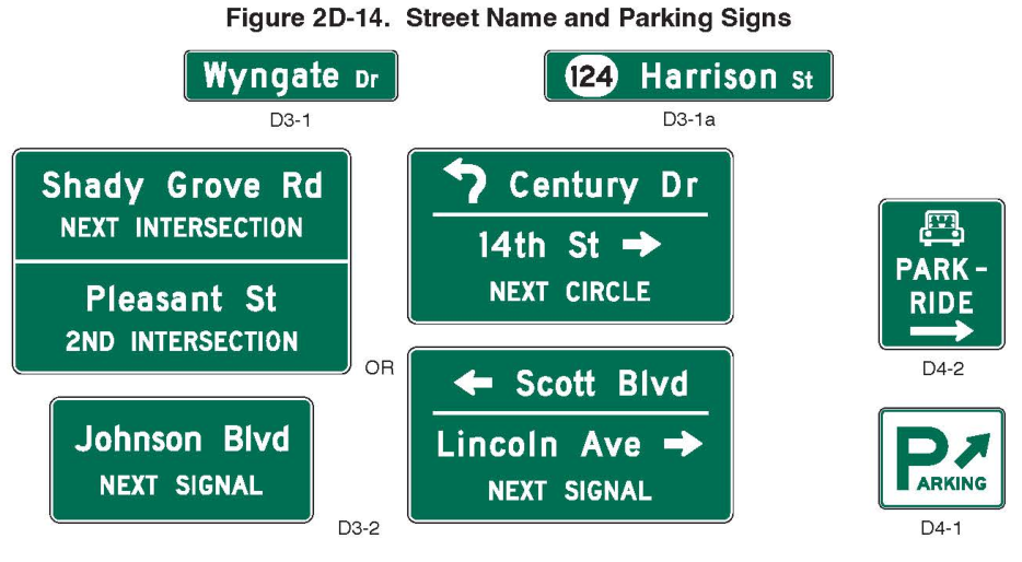 Figure 2D-14. Street Name and Parking Signs