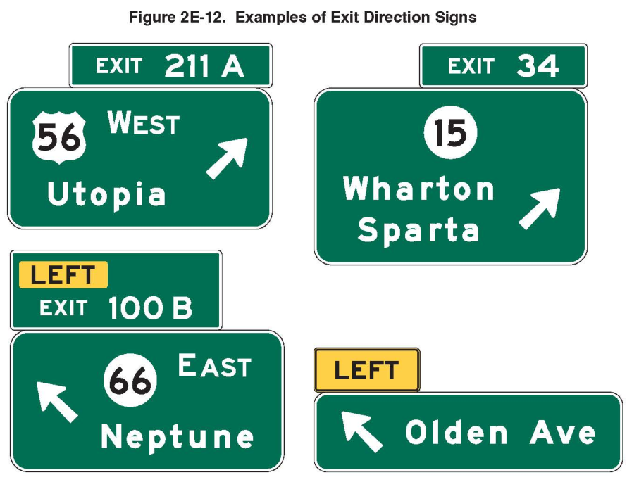 Figure 2E-12. Examples of Exit Direction Signs