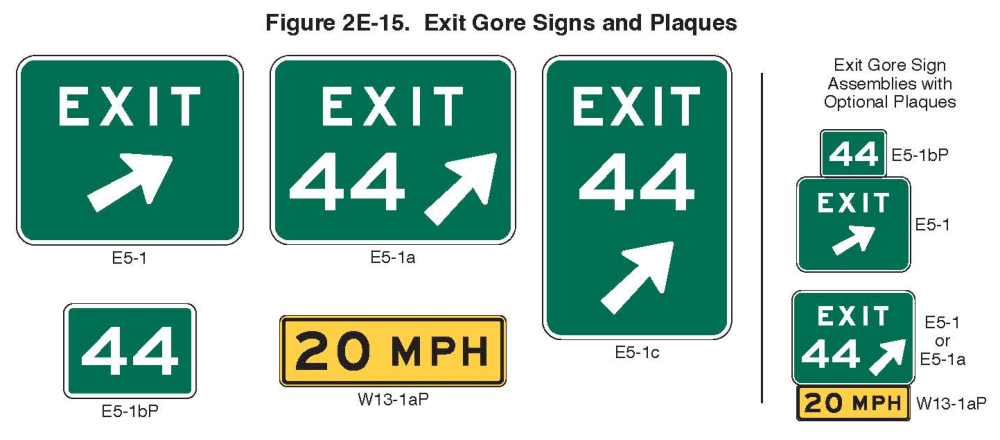 Figure 2E-15. Exit Gore Signs and Plaques