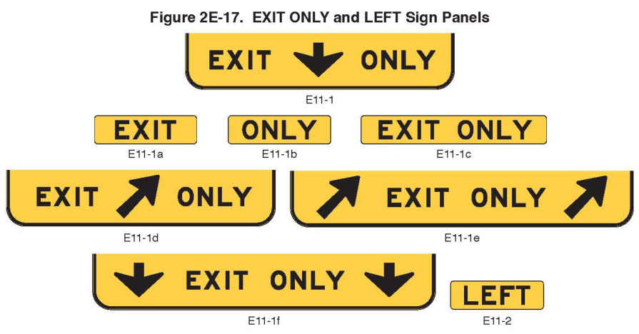 Figure 2E-17. EXIT ONLY and LEFT Sign Panels