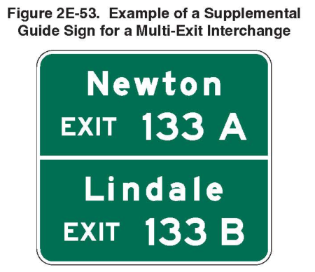 Figure 2E-53. Example of a Supplemental Guide Sign for a Multi-Exit Interchange