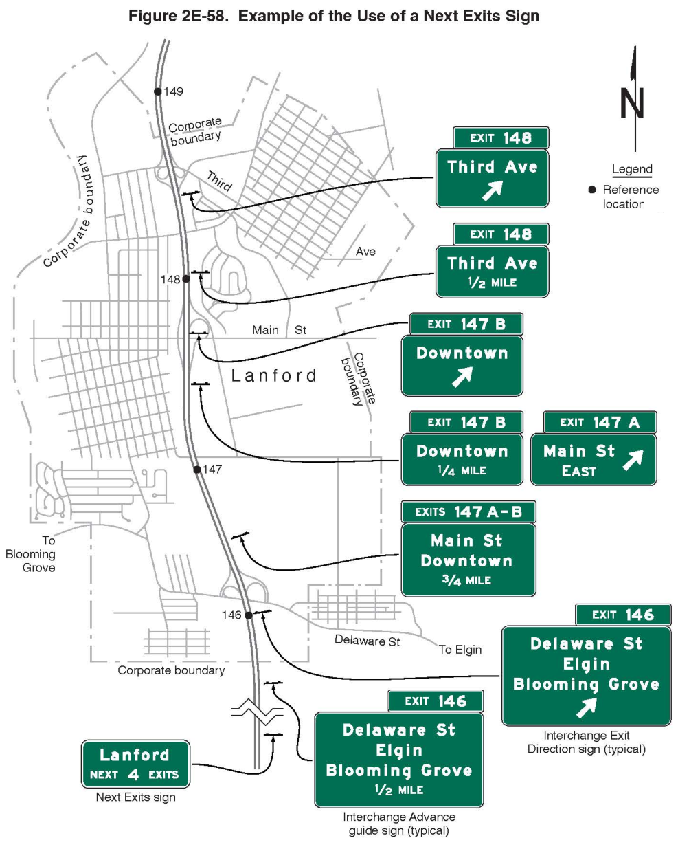 Figure 2E-58. Example of the Use of a Next Exits Sign