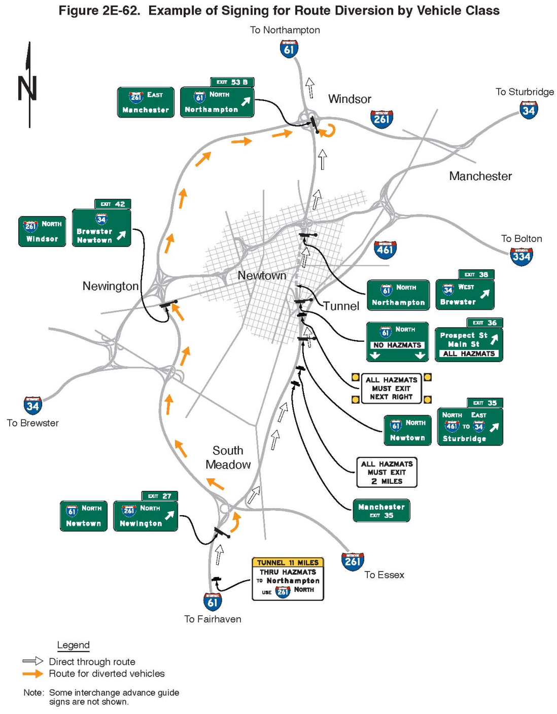 Figure 2E-62. Example of Signing for Route Diversion by Vehicle Class