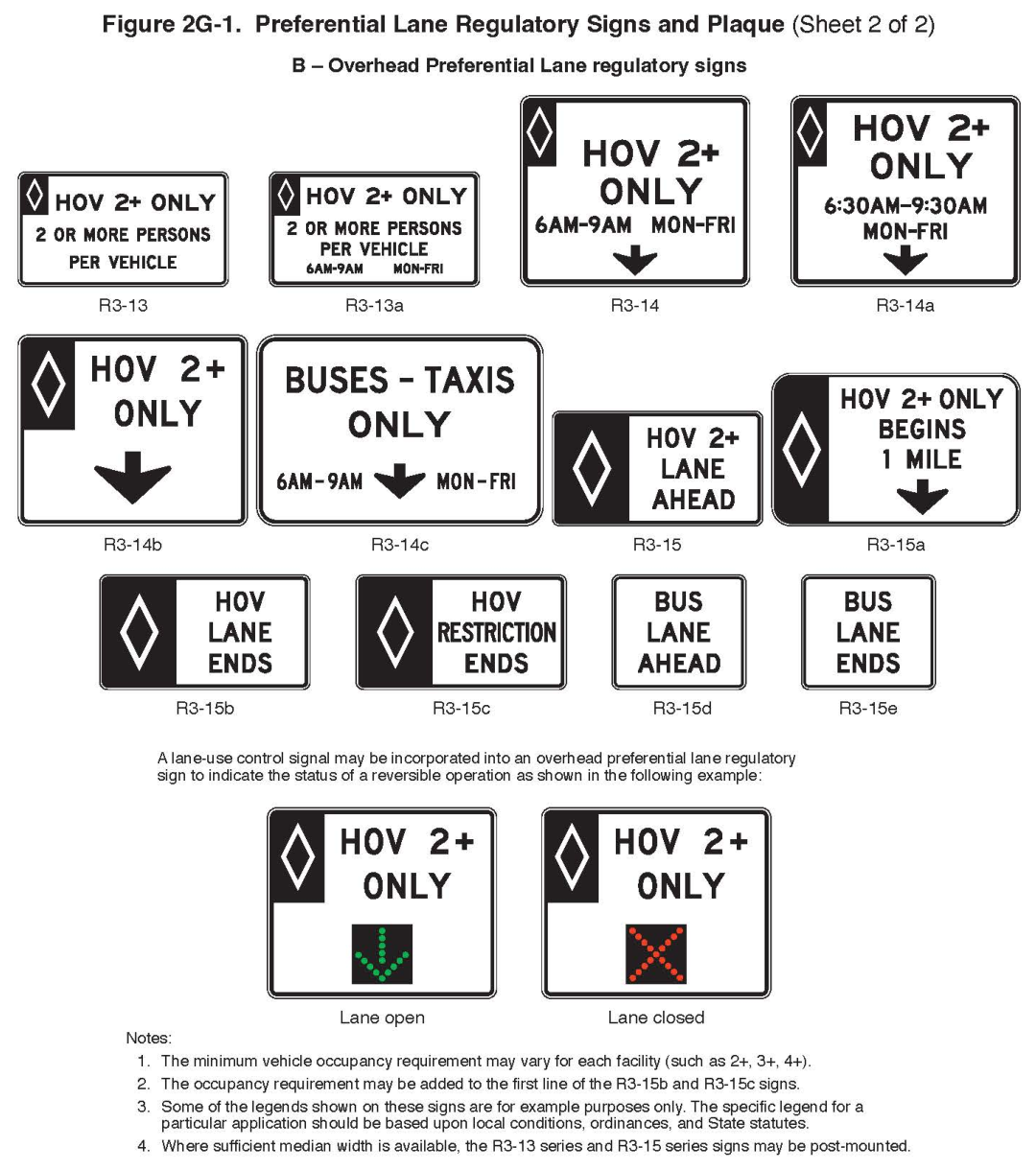 Figure 2G-1. Preferential Lane Regulatory Signs and Plaque (Sheet 2 of 2)