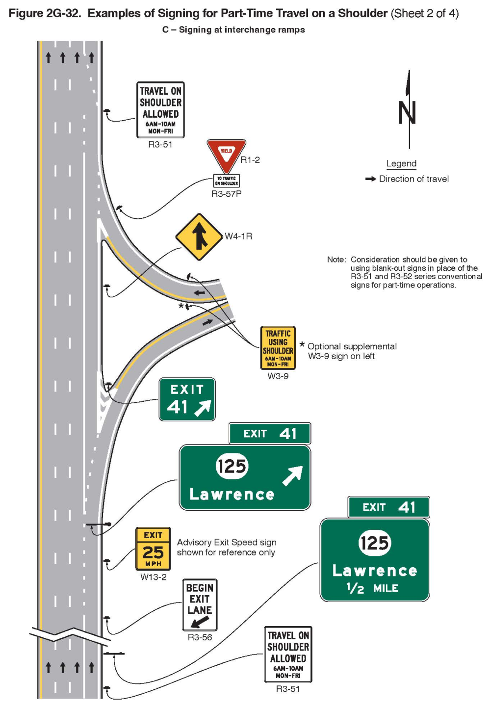 Figure 2G-32. Examples of Signing for Part-Time Travel on a Shoulder (Sheet 2)