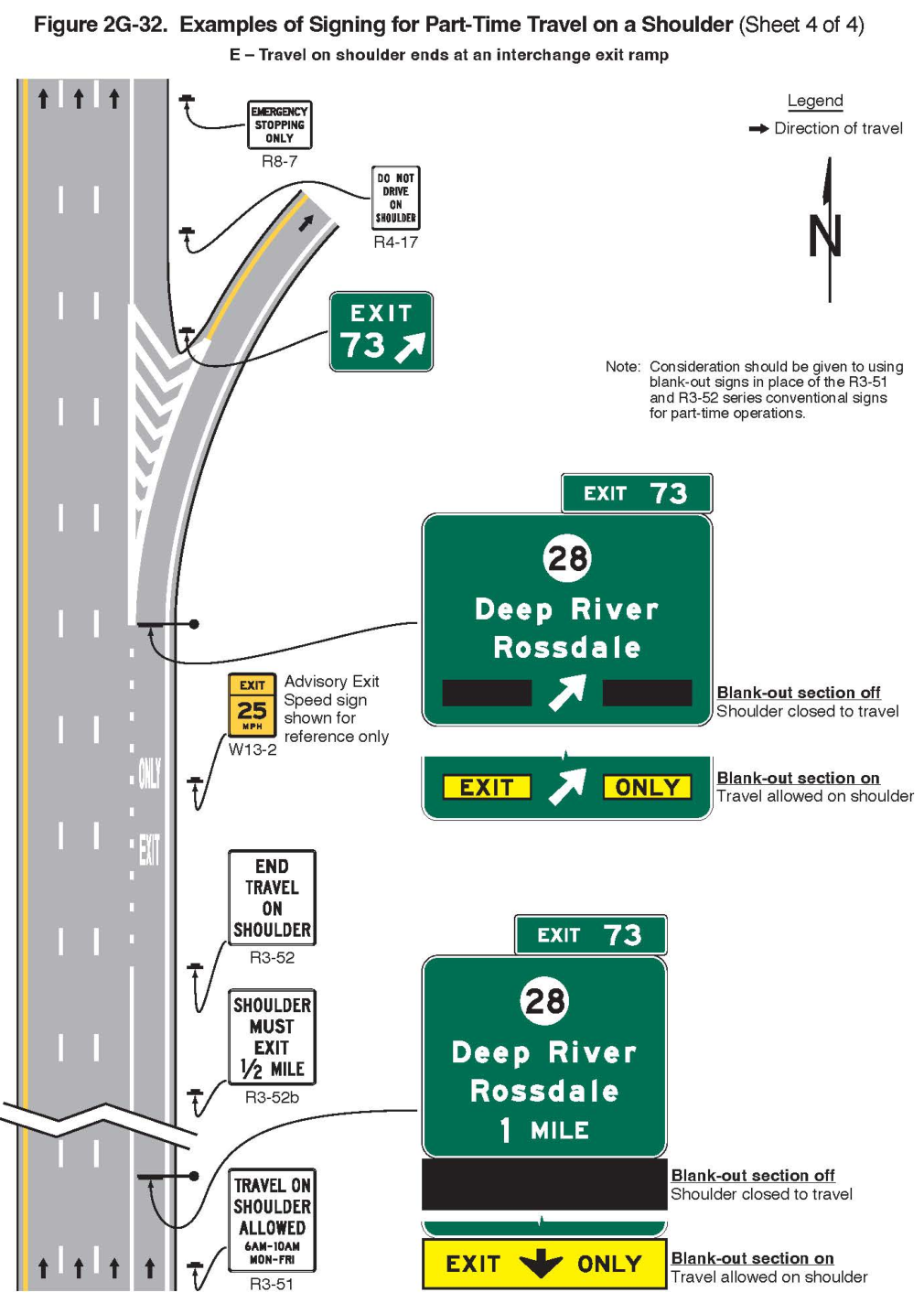 Figure 2G-32. Examples of Signing for Part-Time Travel on a Shoulder (Sheet 4)