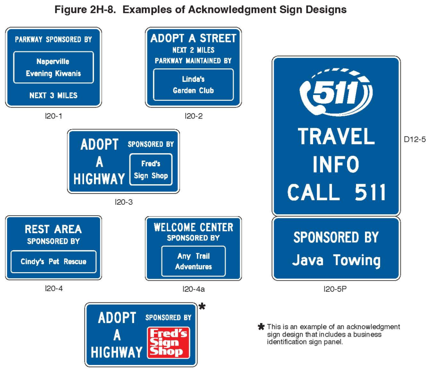 Figure 2H-8. Examples of Acknowledgment Sign Designs