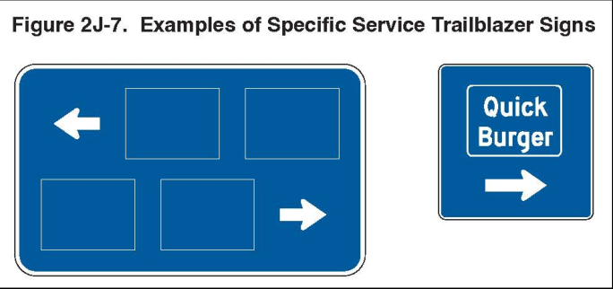 Figure 2J-7. Examples of Specific Service Trailblazer Signs