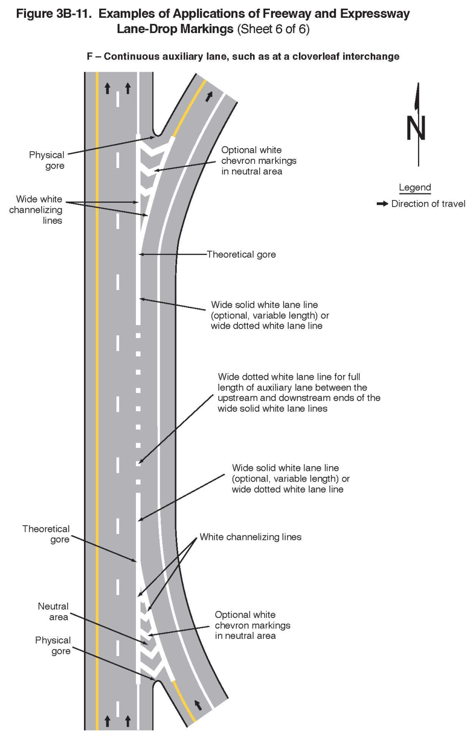 Figure 3B-11. Examples of Applications of Freeway and Expressway Lane-Drop Markings (Sheet 6 of 6)