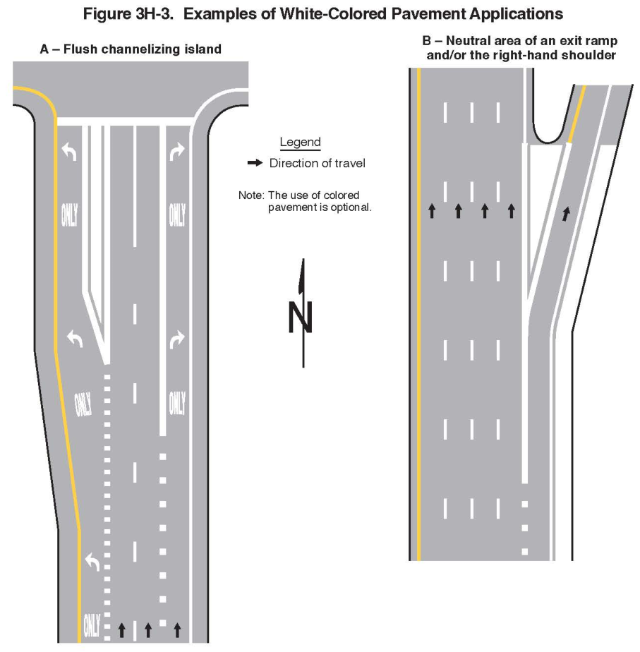 Figure 3H-3. Examples of White-Colored Pavement Applications