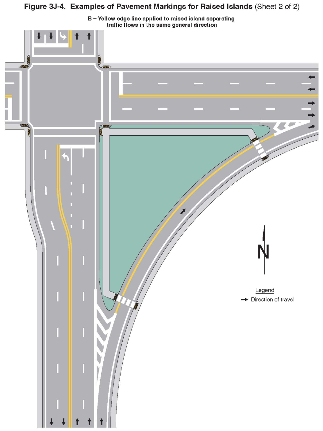 Figure 3J-4. Examples of Pavement Markings for Raised Islands (Sheet 2)