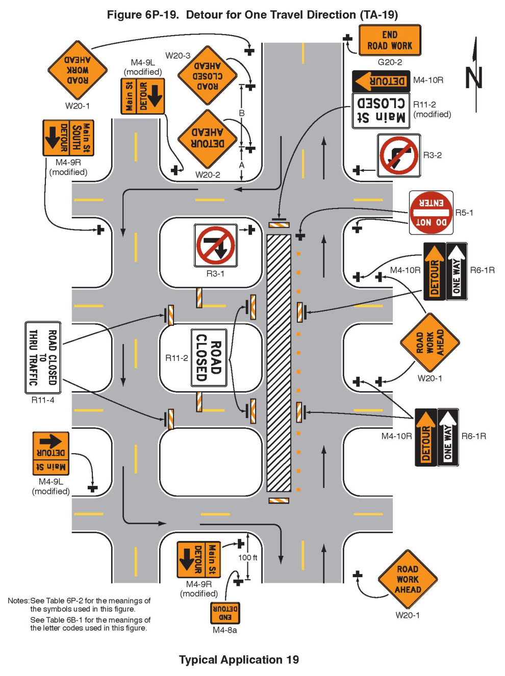Figure 6P-19. Detour for One Travel Direction (TA-19)