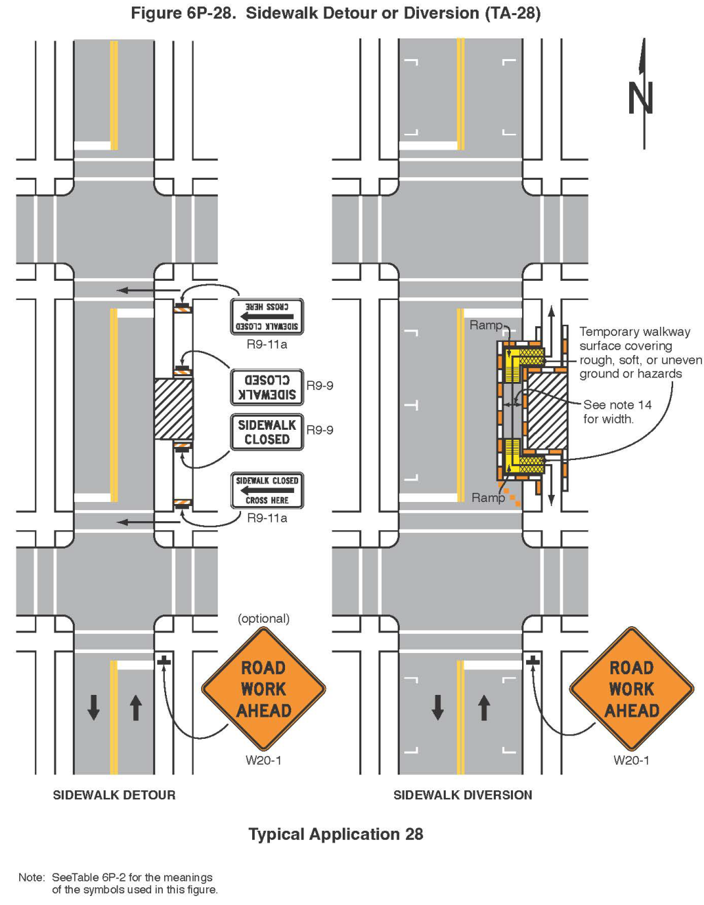 Figure 6P-28. Sidewalk Detour or Diversion (TA-28)