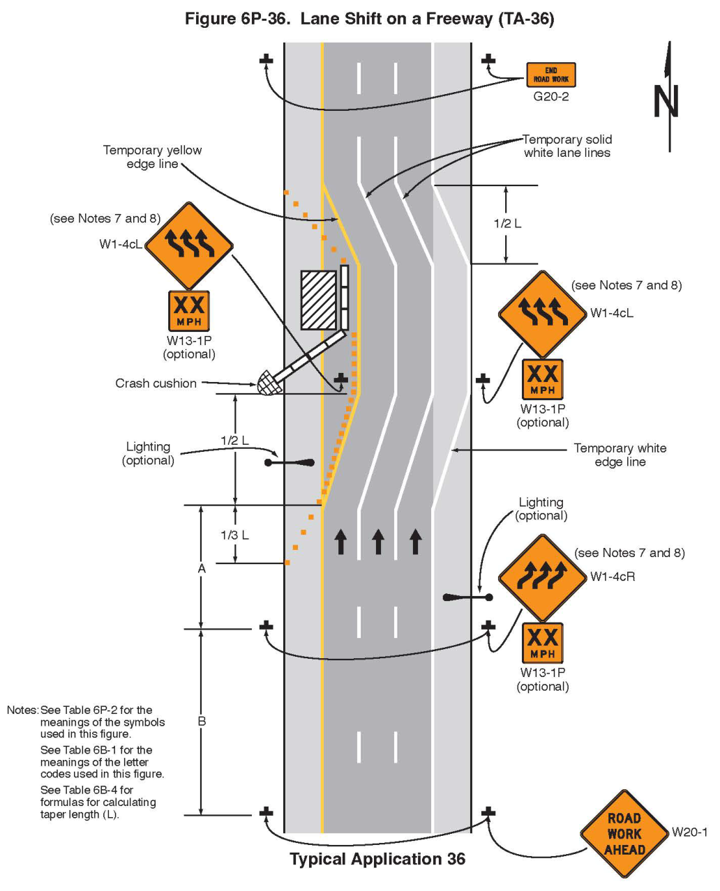 Figure 6P-36. Lane Shift on a Freeway (TA-36)