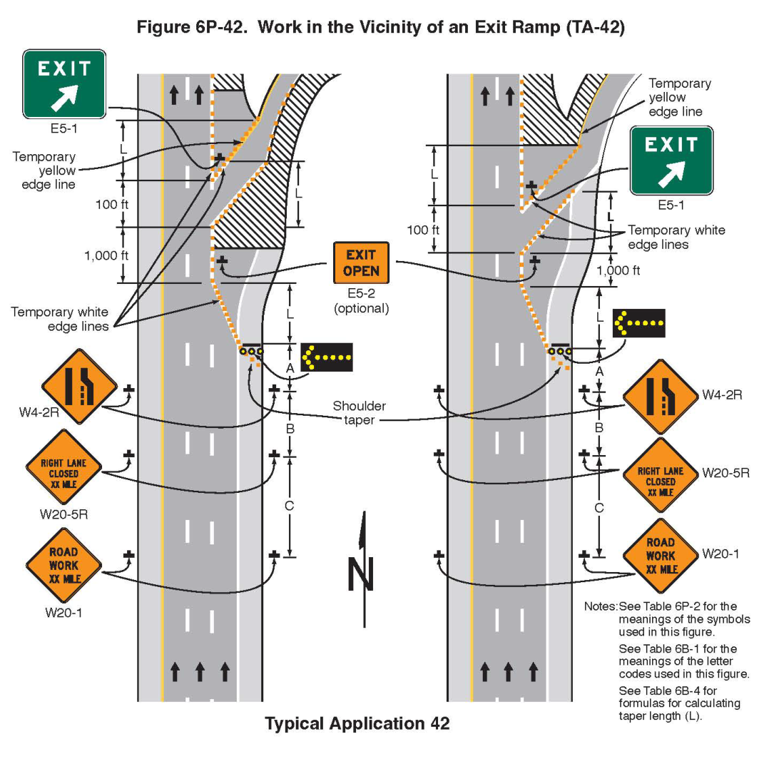 Figure 6P-42. Work in the Vicinity of an Exit Ramp (TA-42)