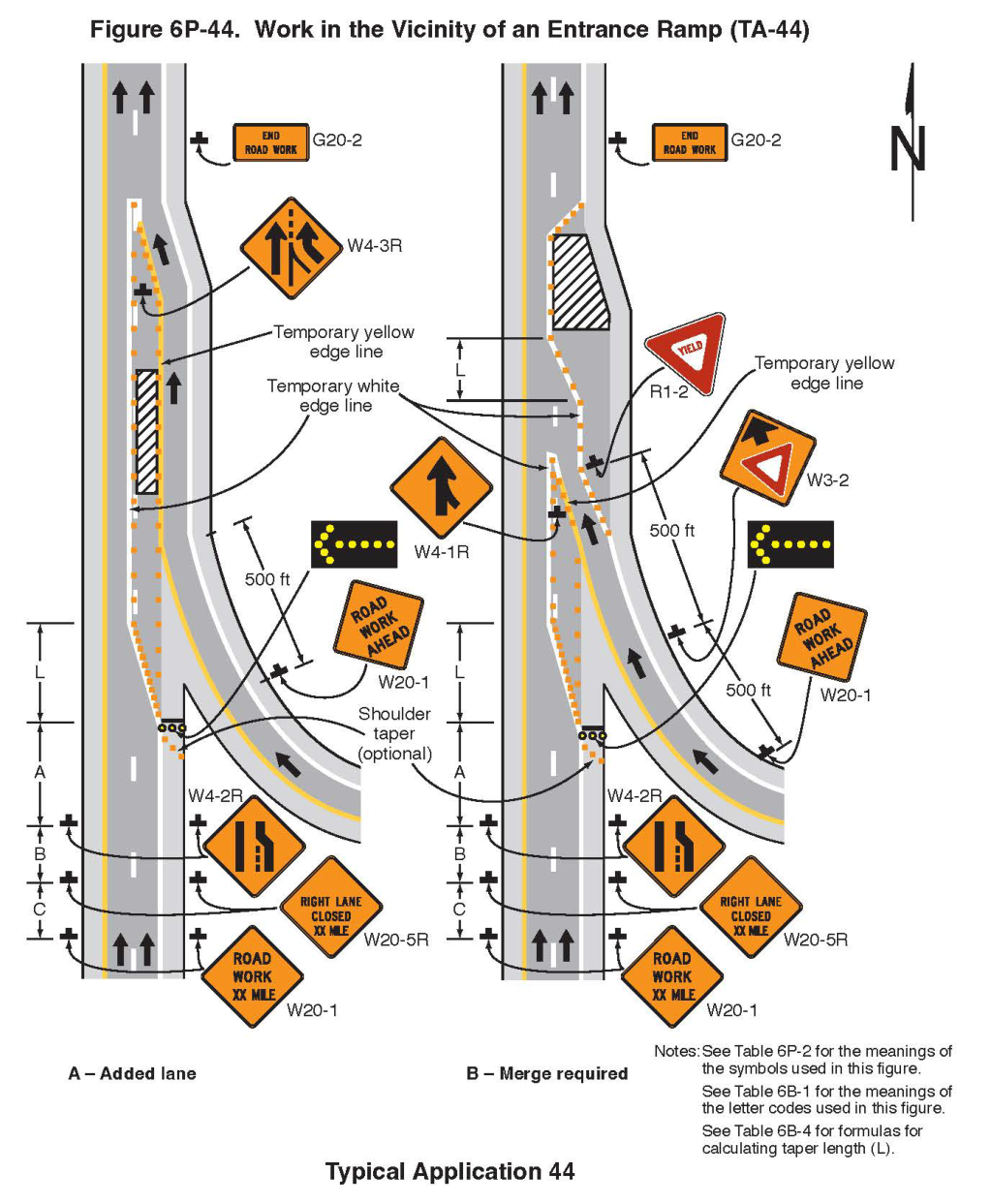 Figure 6P-44. Work in the Vicinity of an Entrance Ramp (TA-44)