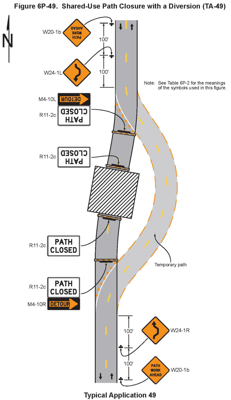 Figure 6P-49. Shared-Use Path Closure with a Diversion (TA-49)
