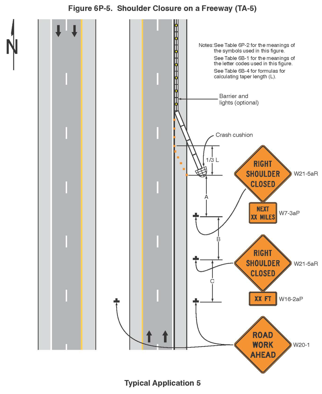 Figure 6P-5. Shoulder Closure on a Freeway (TA-5)